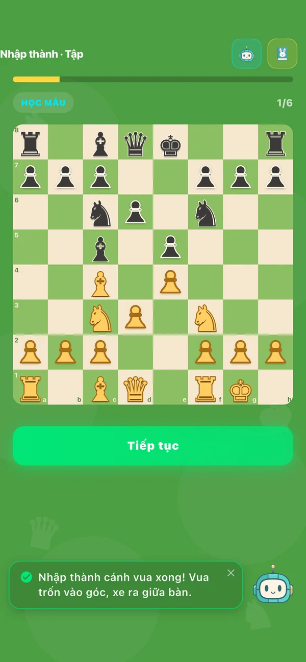 Hand castling: White King has returned to g1, Rook is on f1, announcing that castling's king wing is done! King hid in the corner, the car went to the middle of the table.