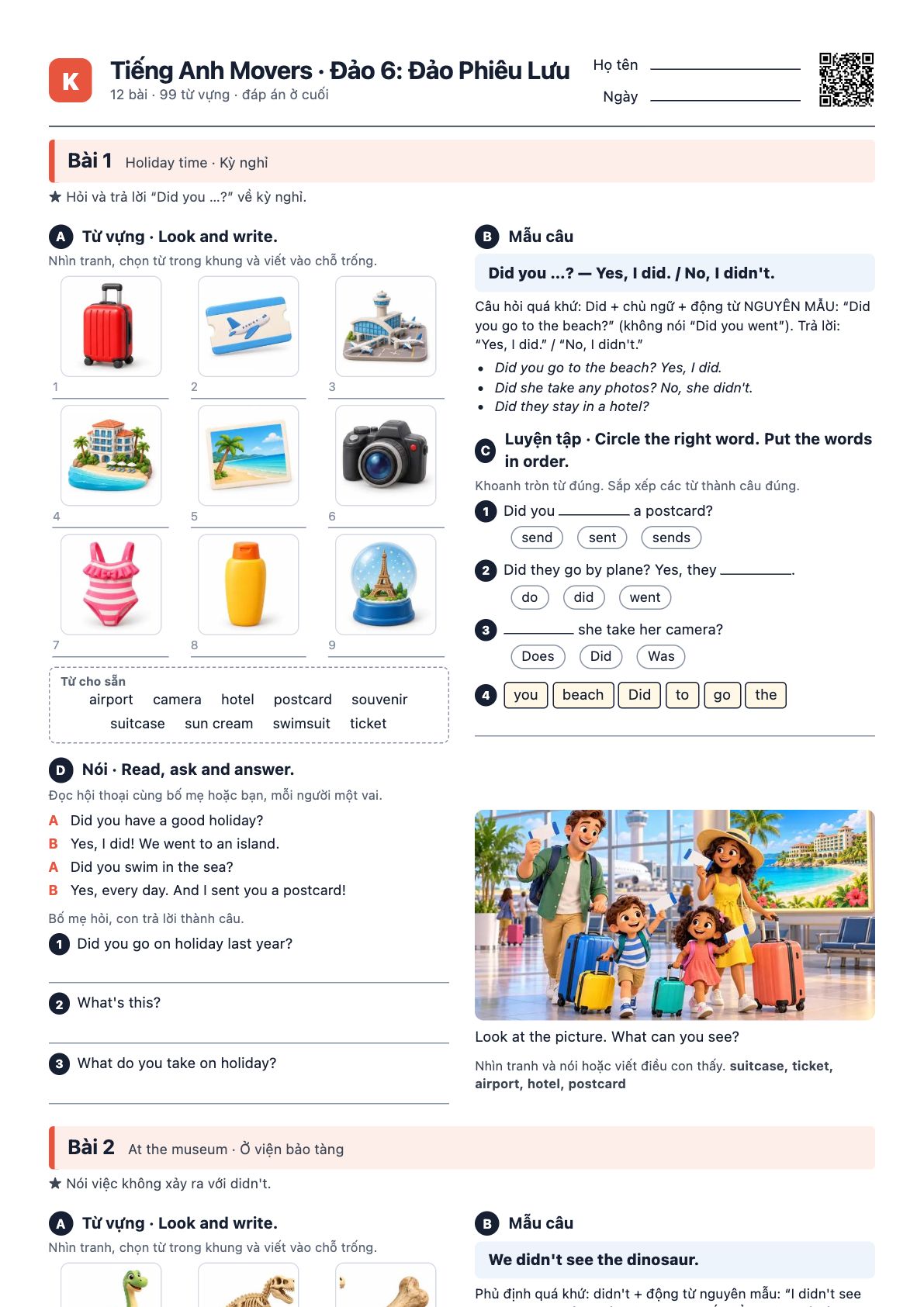 Trang đầu của file PDF Tiếng Anh Movers · Đảo 6: Đảo Phiêu Lưu